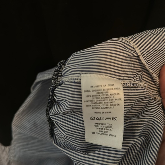 Anthropologie black scoop neck tunic, cotton w/pin stripe peplum/ruffle hem, L - Picture 5 of 6